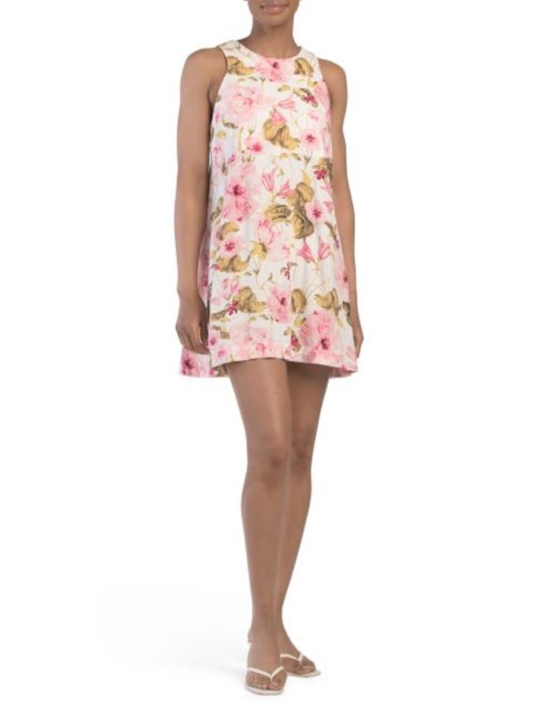 Famous Brand Linen Blend Mini Swing Dress